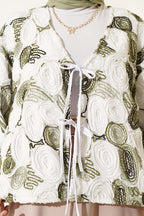 Kabartma Nakışlı Bağcıklı Kimono