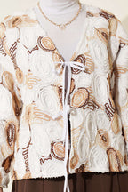 Kabartma Nakışlı Bağcıklı Kimono
