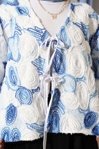 Kabartma Nakışlı Bağcıklı Kimono