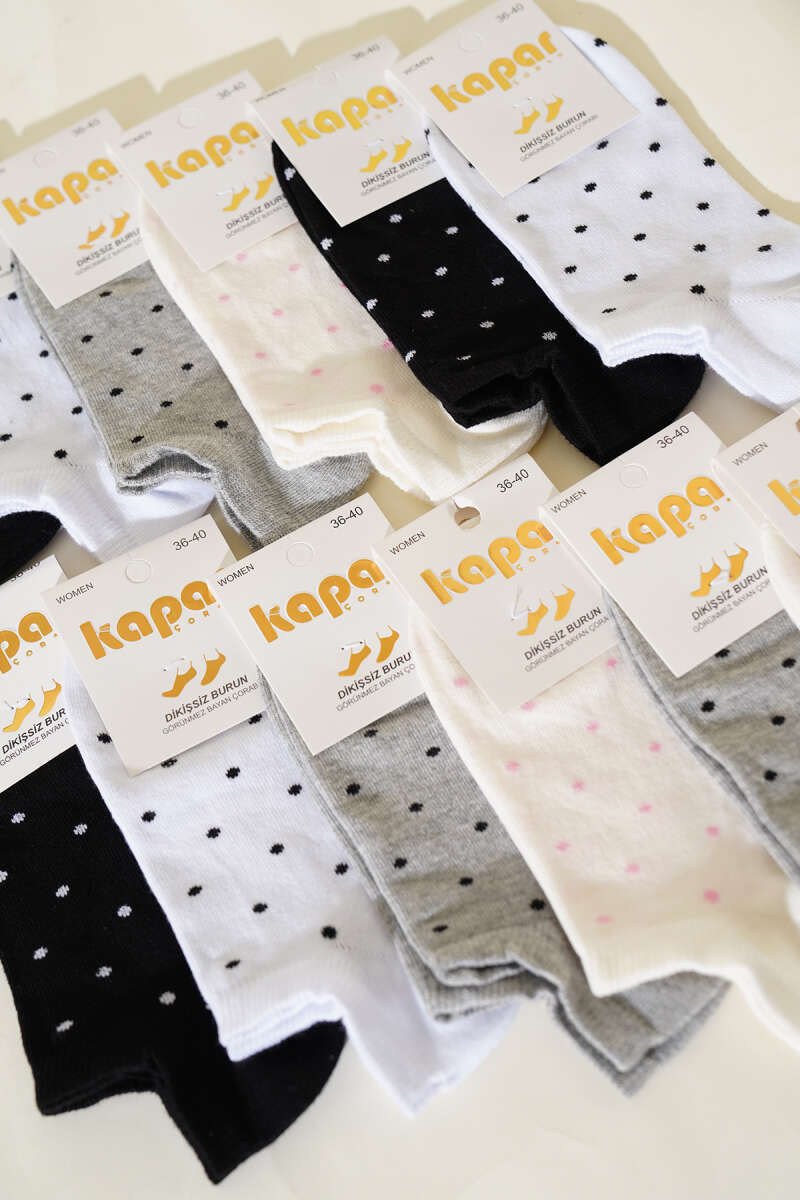 Kadın 12'li Karışık Desenli Sneakers Çorap