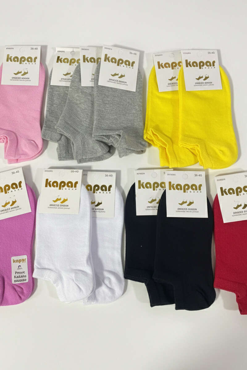 Kadın 12'li Karışık Desenli Sneakers Çorap