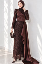 Draped, Beaded and Sequinned Evening Dress