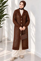 Openwork Button Detailed Knit Cardigan Beige