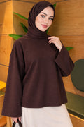 Basic Rundhalsbluse Braun