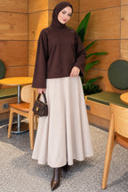 Basic Rundhalsbluse Braun
