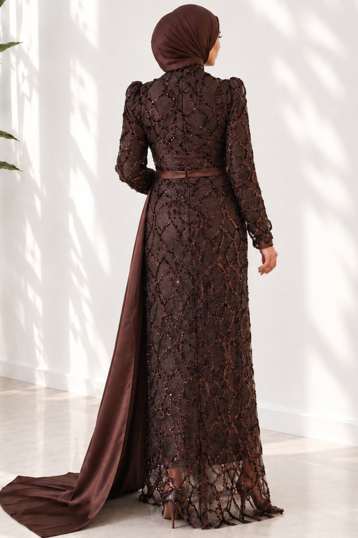 Draped, Beaded and Sequinned Evening Dress