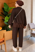 Hem Elastic Detail Two-Piece Set Burgundy