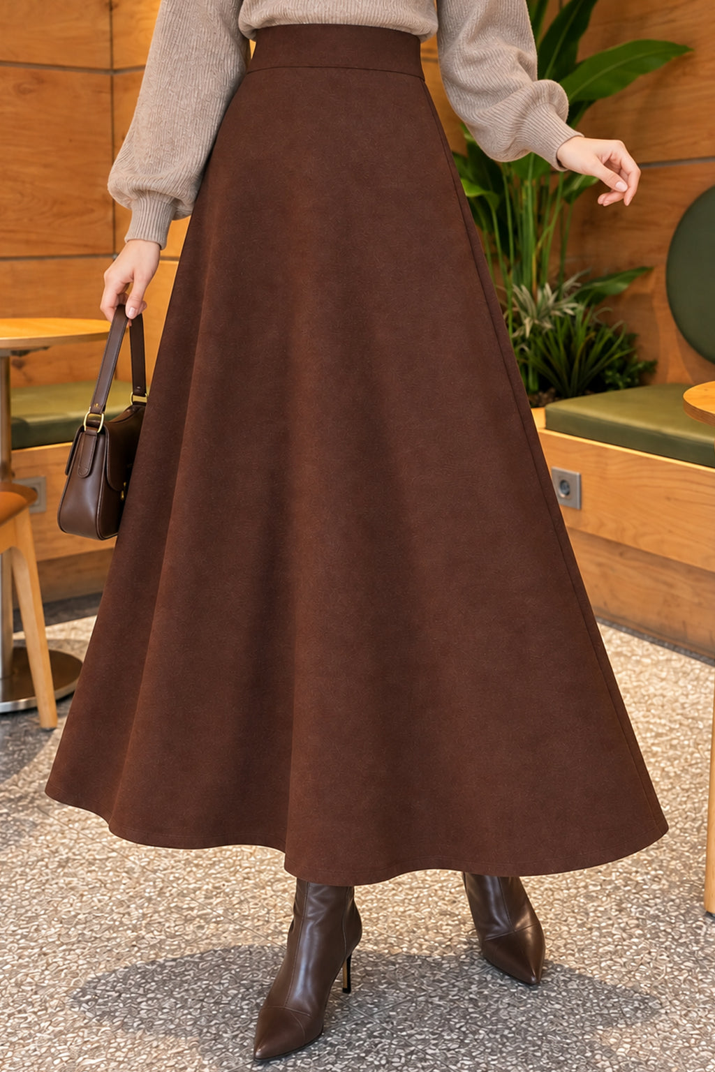 Flared Basic Skirt with Elasticated Waist