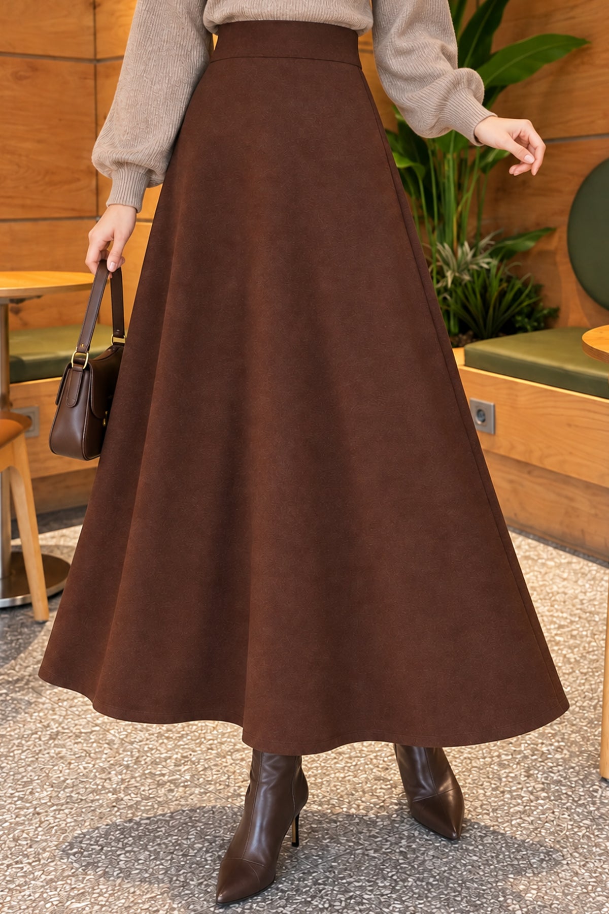 Flared Basic Skirt with Elasticated Waist