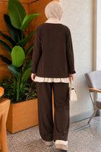Pleated Detailed Gathered Two-Piece Set Beige