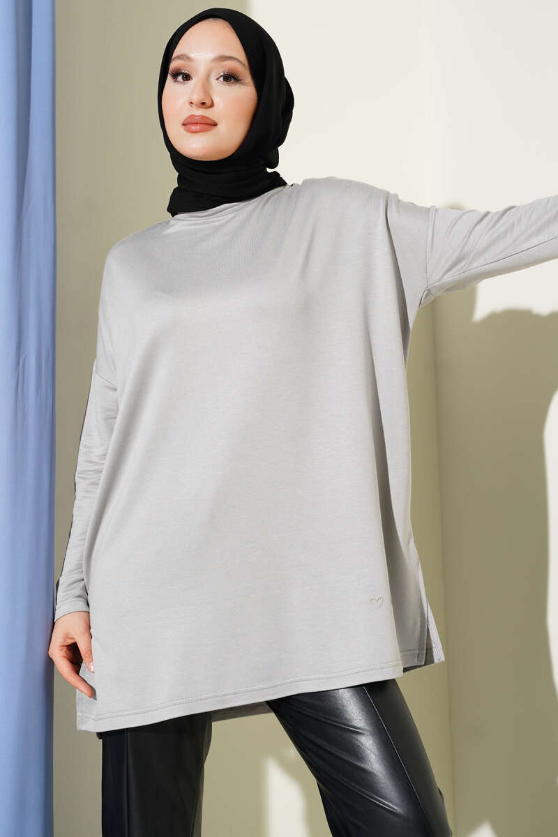 Kalp Detaylı Basic Tunik