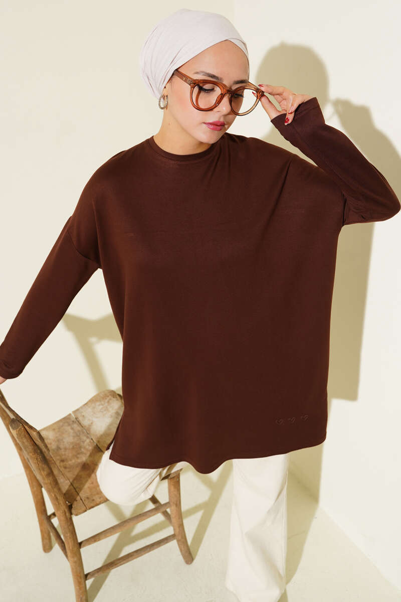 Kalp Detaylı Basic Tunik