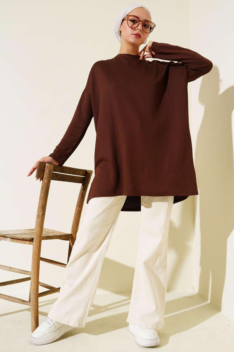 Kalp Detaylı Basic Tunik