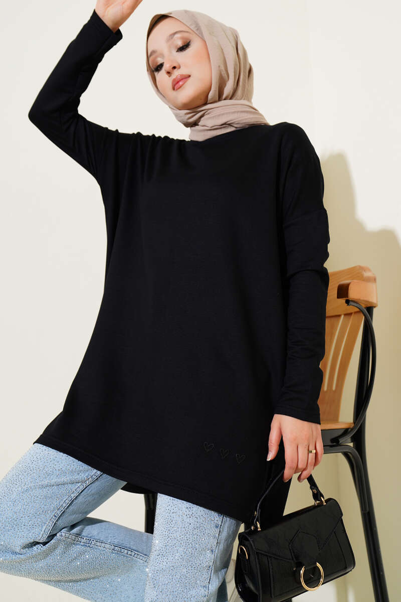 Kalp Detaylı Basic Tunik