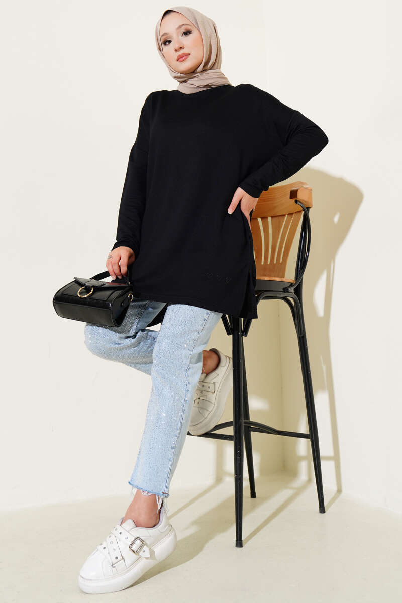 Kalp Detaylı Basic Tunik