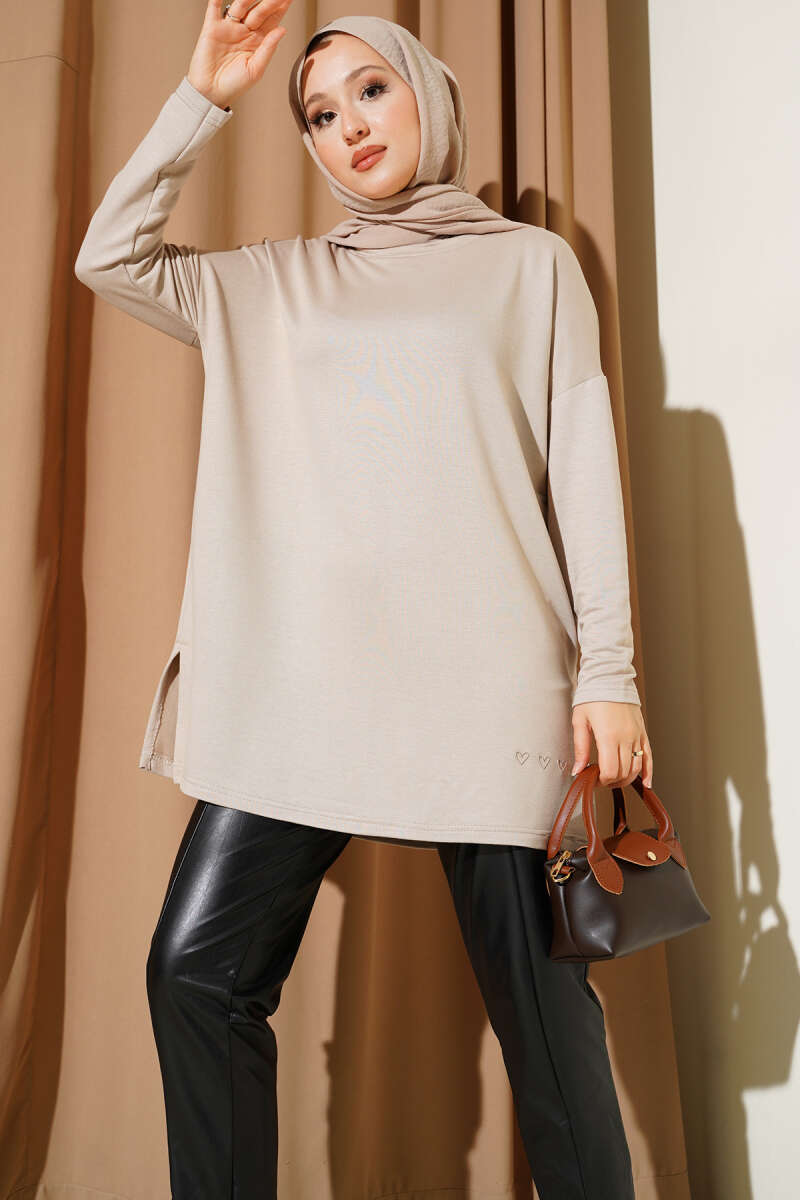 Kalp Detaylı Basic Tunik