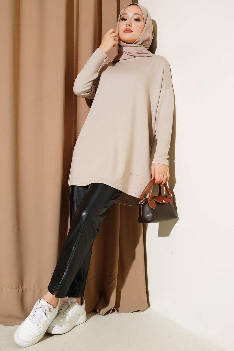 Kalp Detaylı Basic Tunik