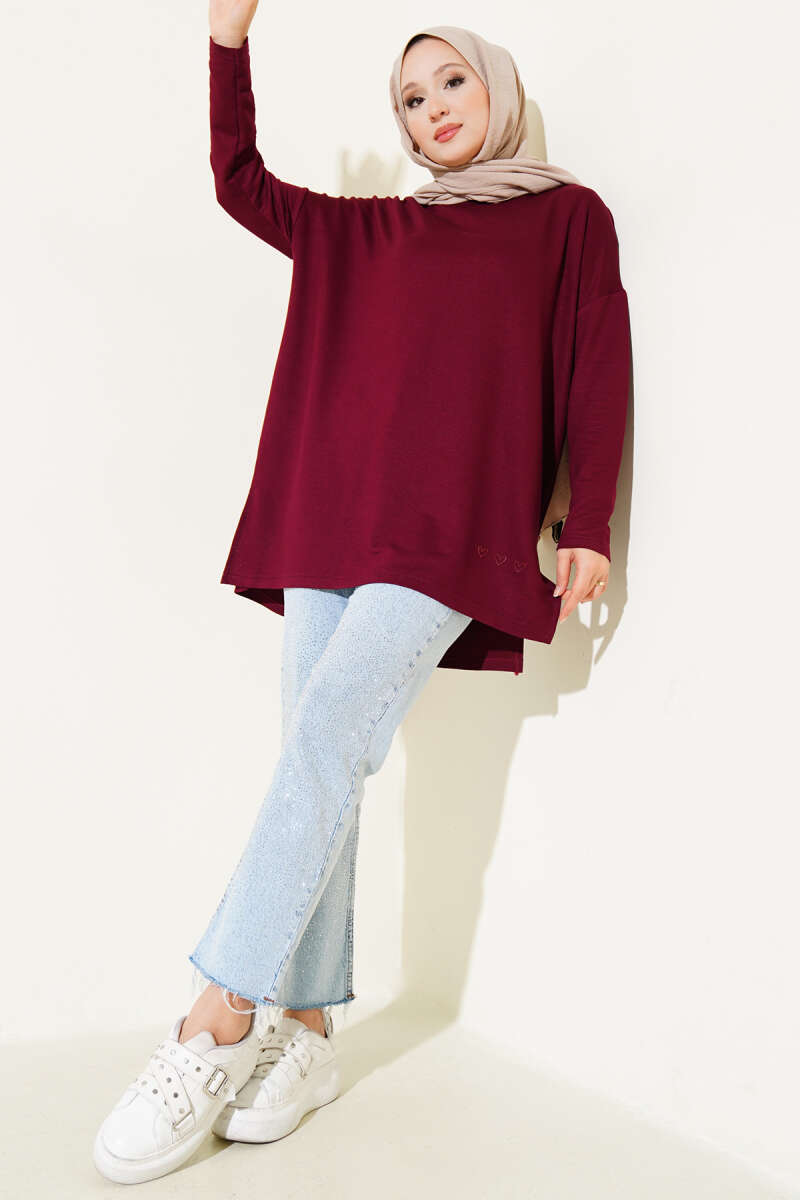Kalp Detaylı Basic Tunik