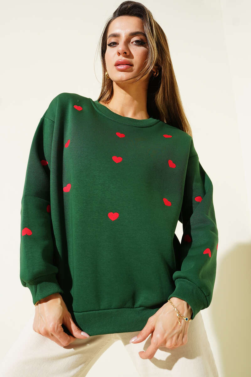Kalp Nakış Detaylı Sweatshirt