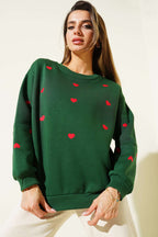 Kalp Nakış Detaylı Sweatshirt