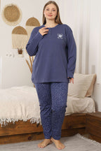 Kalp Nakışlı Büyük Beden Pijama Takımı