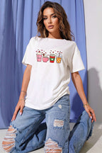 Kalpli Bardak Baskılı T-shirt
