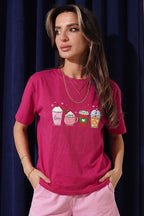 Kalpli Bardak Baskılı T-shirt