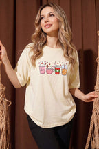 Kalpli Bardak Baskılı T-shirt