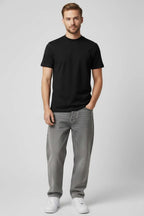 Kapalı Yaka Basic Erkek T-shirt Siyah