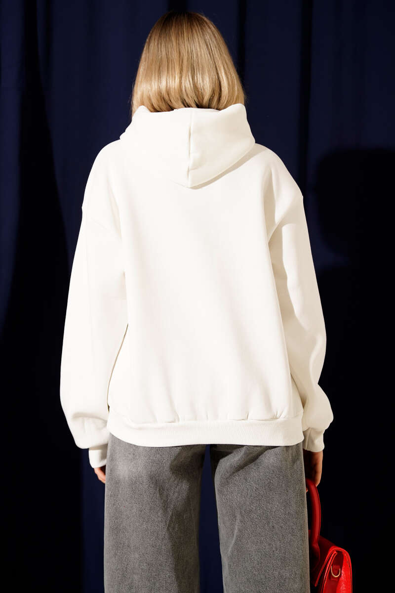 Kapşonlu Kiraz Baskılı Sweatshirt