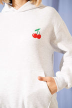 Kapşonlu Kiraz Baskılı Sweatshirt