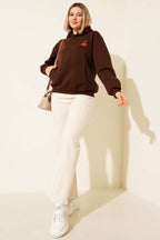 Kapşonlu Kiraz Baskılı Sweatshirt