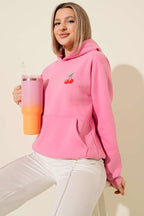 Kapşonlu Kiraz Baskılı Sweatshirt