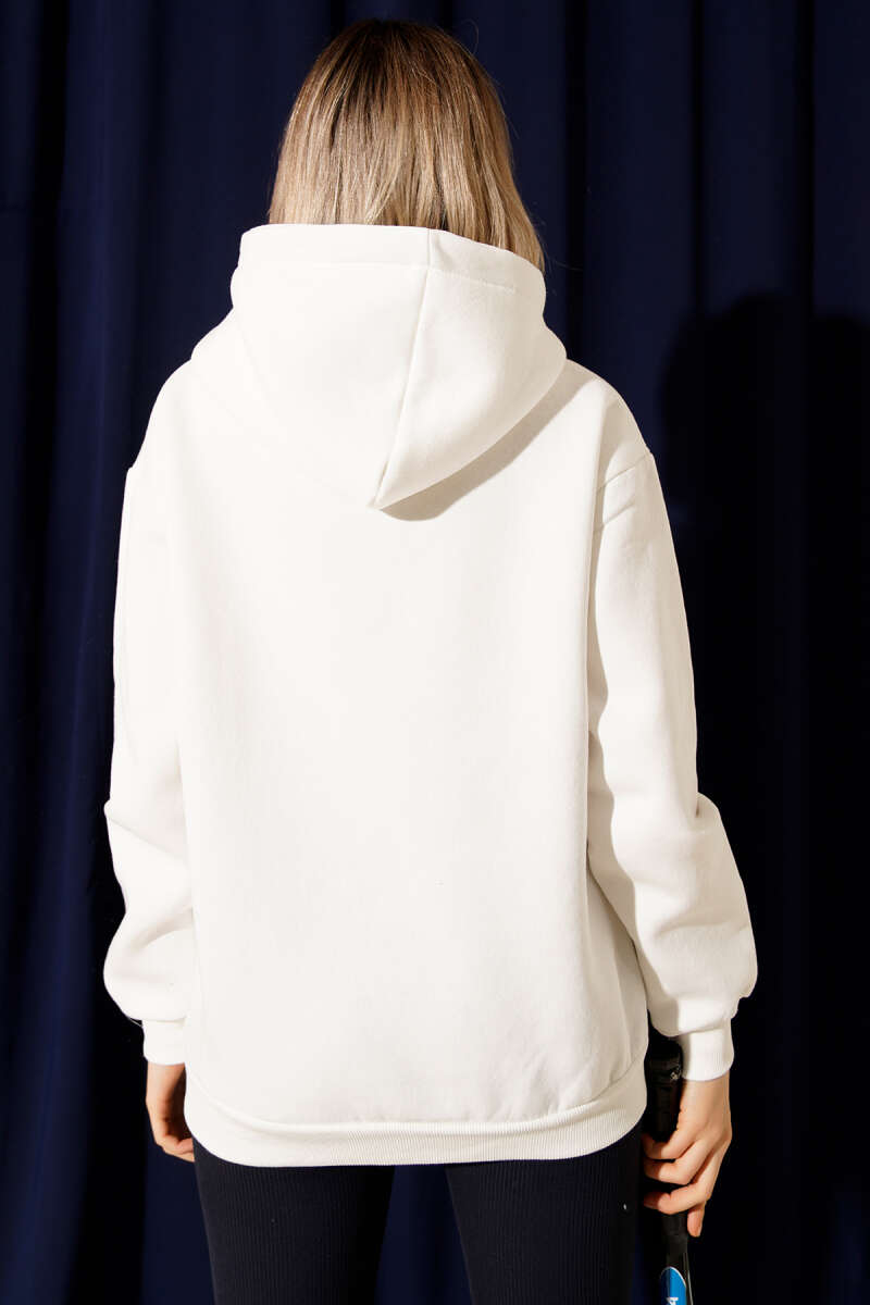 Kapüşonlu Basic Üç İplik Sweatshirt