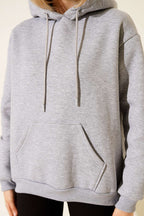 Kapüşonlu Basic Üç İplik Sweatshirt