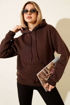 Kapüşonlu Basic Üç İplik Sweatshirt