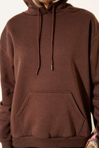 Kapüşonlu Basic Üç İplik Sweatshirt