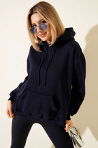 Kapüşonlu Basic Üç İplik Sweatshirt