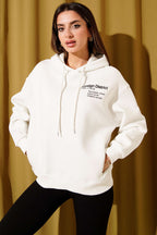 Kapüşonlu Baskılı Üç İplik Sweatshirt