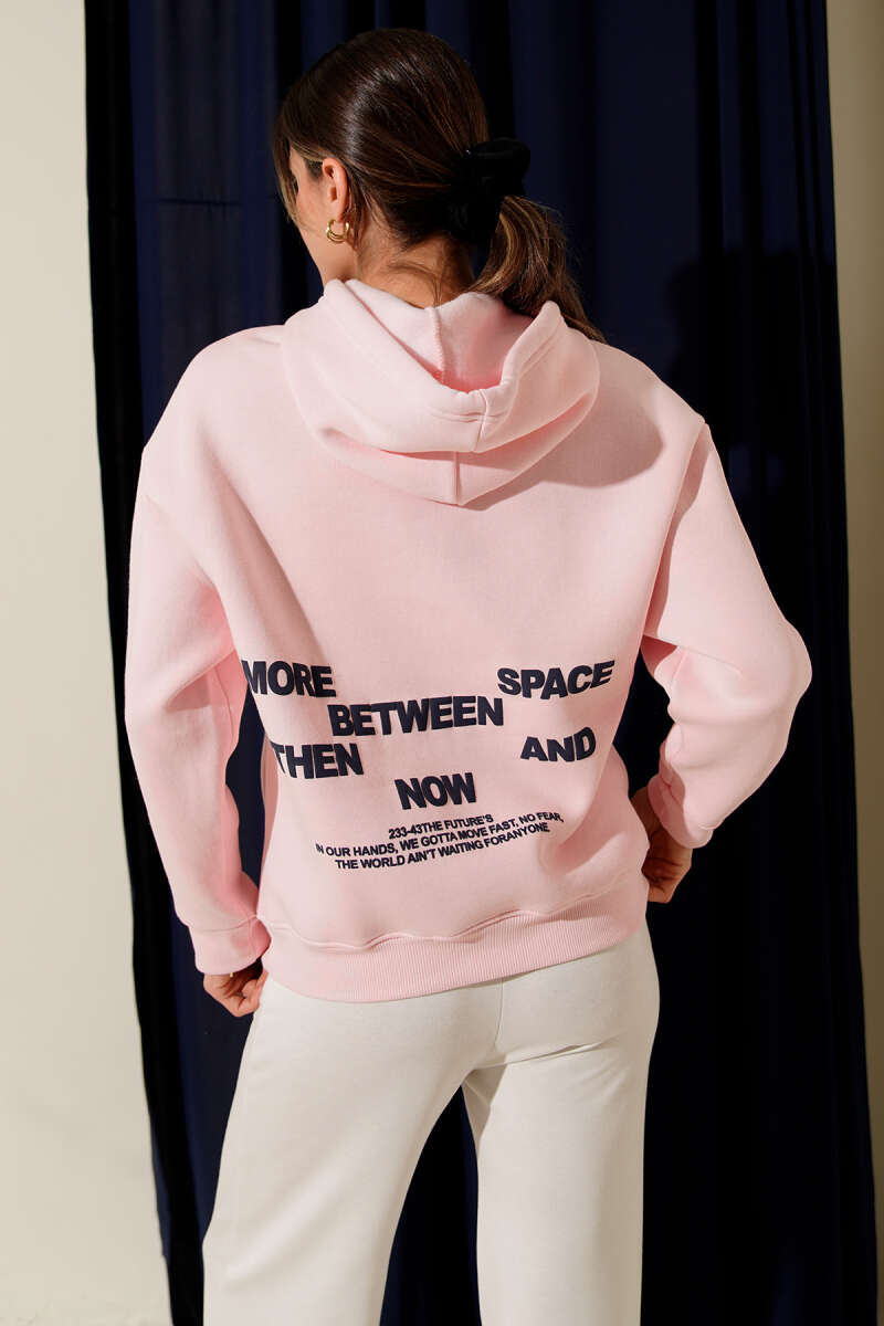 Kapüşonlu Baskılı Üç İplik Sweatshirt