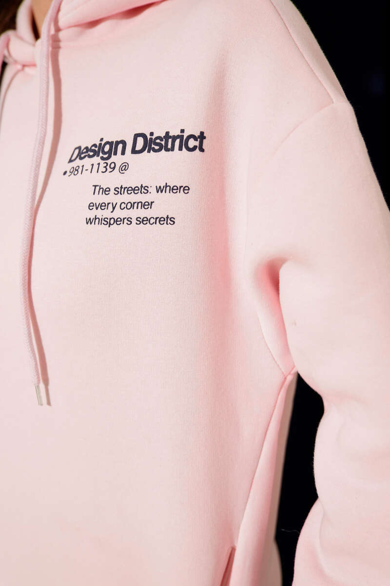 Kapüşonlu Baskılı Üç İplik Sweatshirt