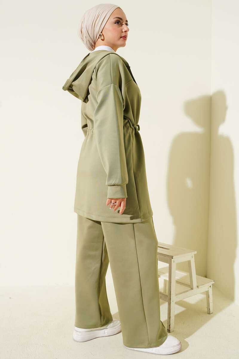 Kapüşonlu Bel Tünelli Bağcıklı İkili Takım