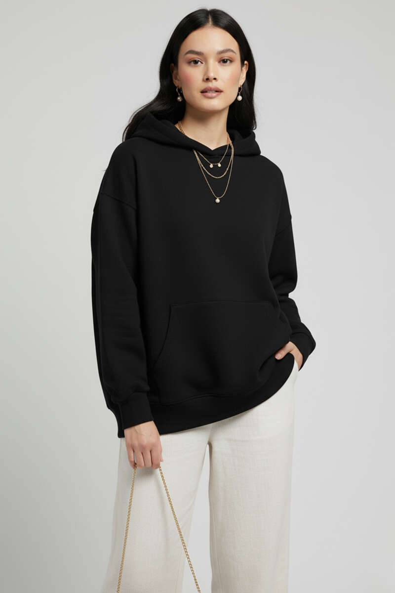 Kapüşonlu Kanguru Cepli Sweatshirt