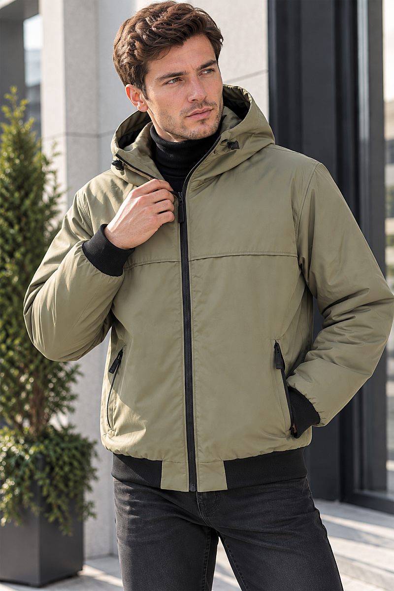 Hooded Softshell Men's Coat Beige