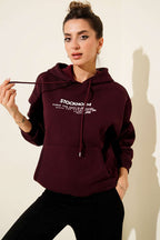 Kapüşonlu Stockholm Baskılı Sweatshirt