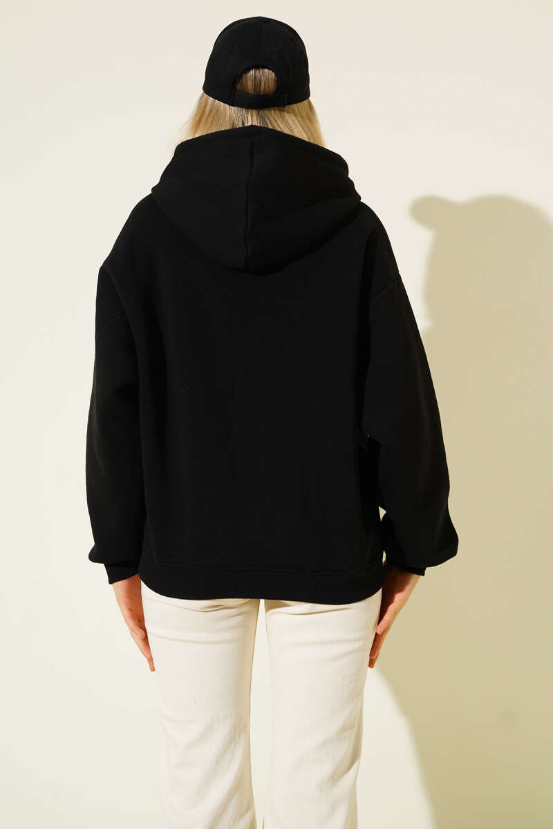 Kapüşonlu Stockholm Baskılı Sweatshirt