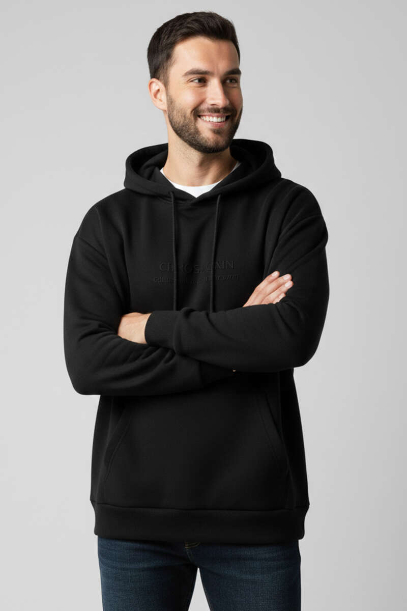 Kapüşonlu Üç İplik Erkek Sweatshirt