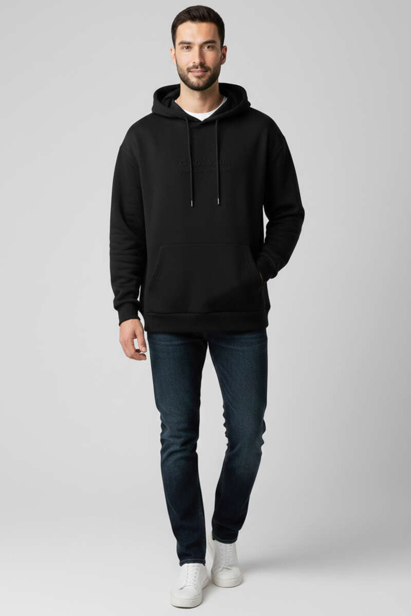 Kapüşonlu Üç İplik Erkek Sweatshirt