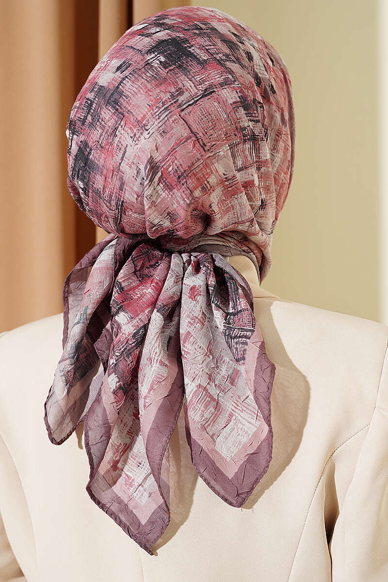 Kare Çizgili Bambu Kraş Eşarp
