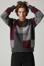 Kare Desen Yumoş Triko Erkek Kazak